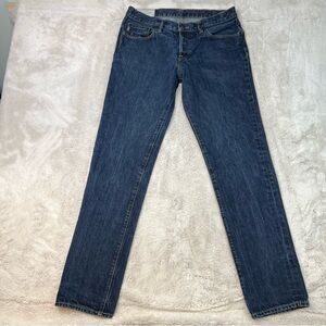 Abercrombie & Fitch Slim Straight Jeans 33x32 Dark Wash Denim Cotton Button Fly